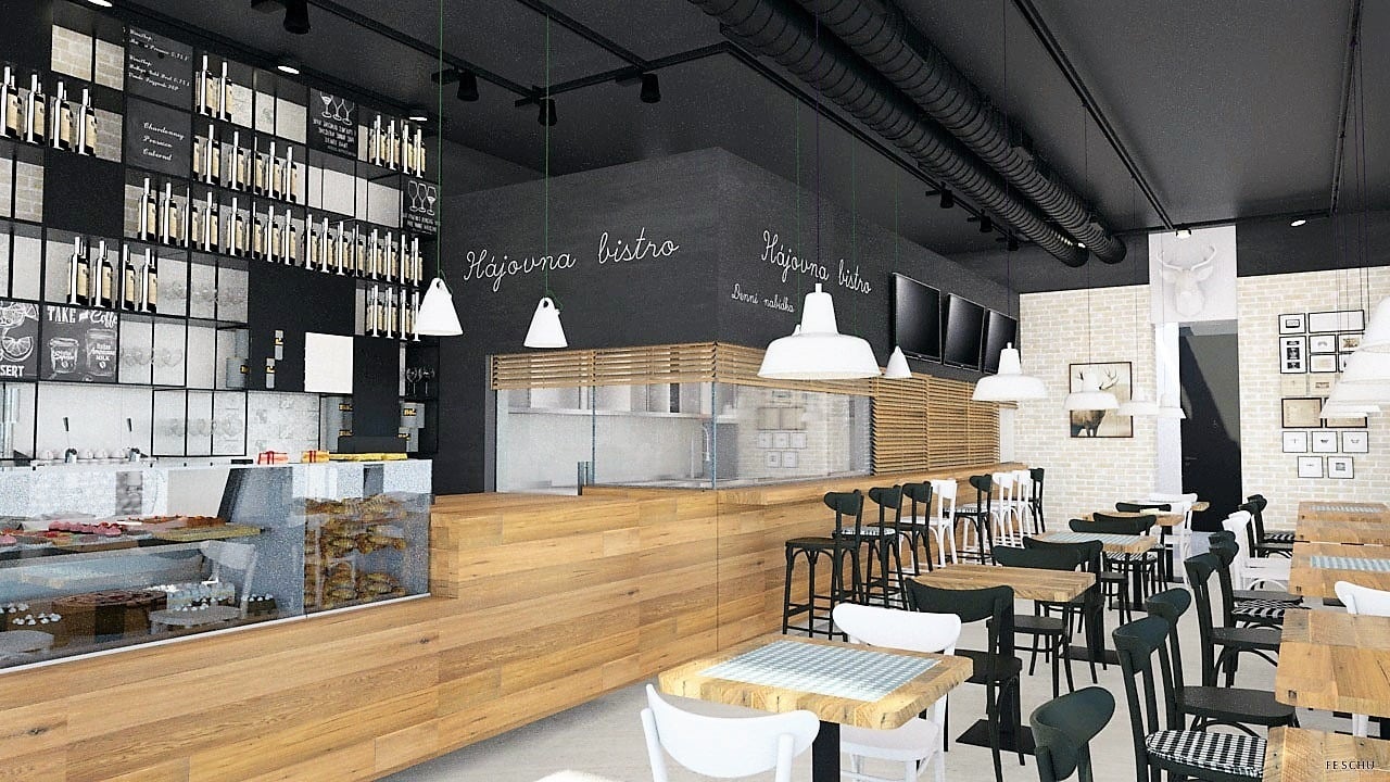 FESCHU restaurace kavarna Hajovna prodejní pult posezení a zázemí FESCHU restaurace kavarna Hajovna prodejní pult posezení a zázemí