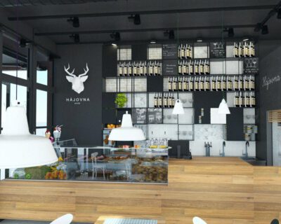 FESCHU restaurace kavarna Hajovna pult s vitrínami